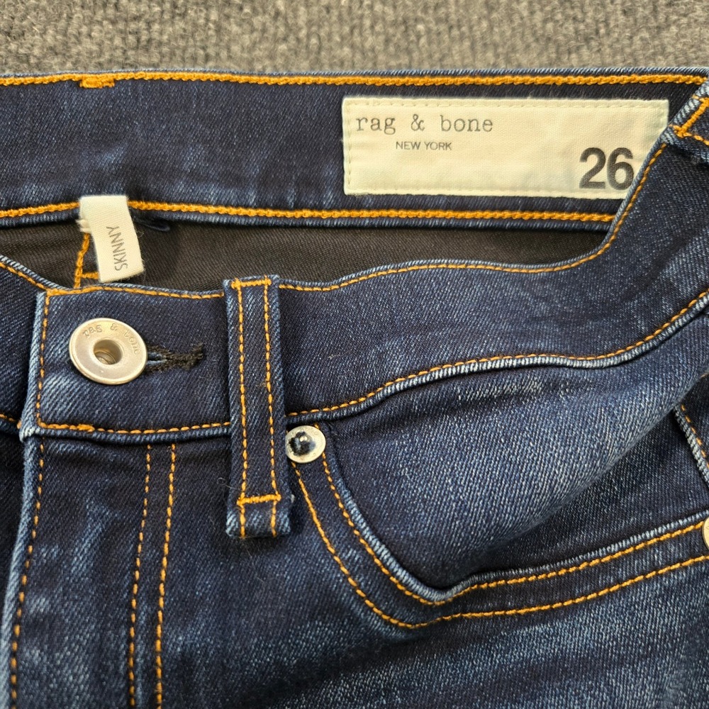 Rag & Bone NY Skinny Jeans Bedford Dark Wash Denim Size 26 Made in USA CleanGirl - Picture 2 of 12